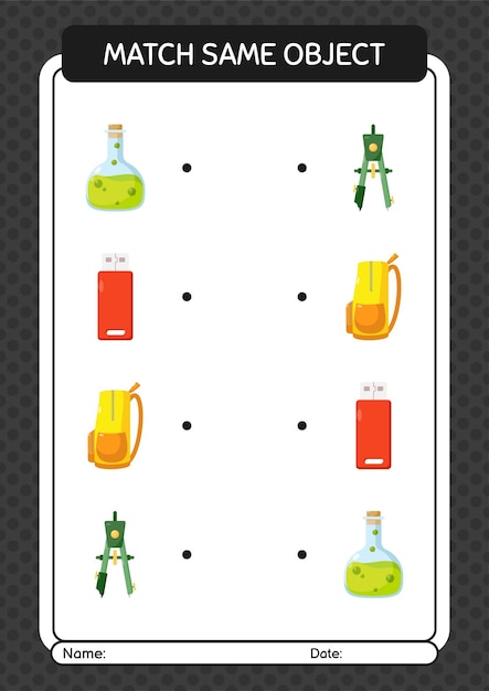 Match with same object game summer icon worksheet for preschool kids kids activity sheet