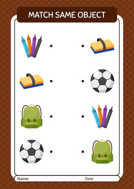 Match with same object game summer icon worksheet for preschool kids kids activity sheet