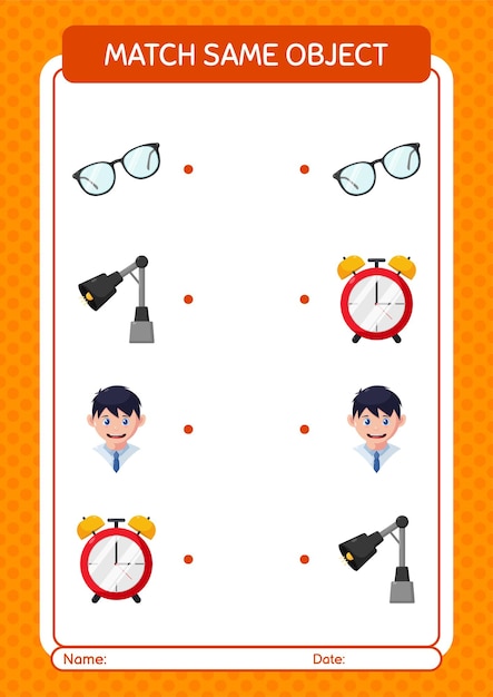 Match with same object game summer icon worksheet for preschool kids kids activity sheet