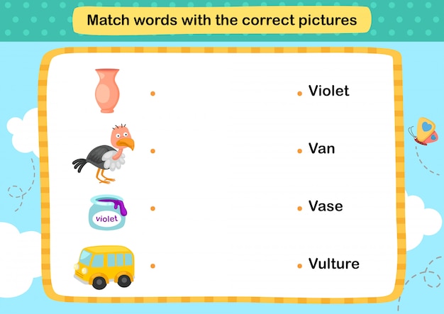 Match words with the correct pictures illustration,