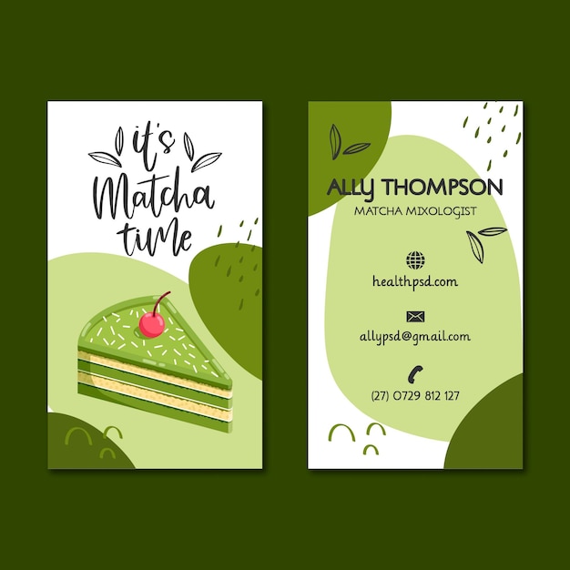 Matcha desserts double-sided business card