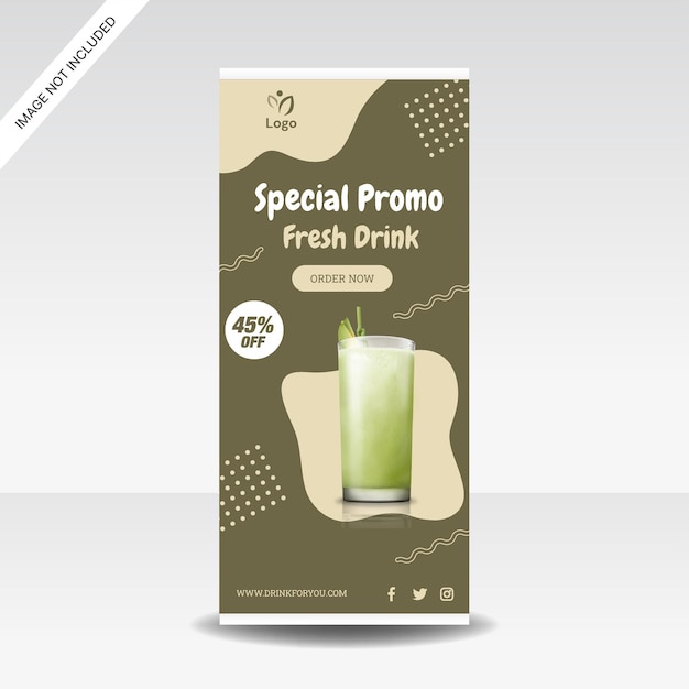 matcha drink roll up banner store promotion design template