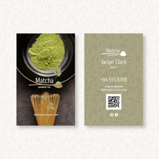 Matcha tea double-sided business card