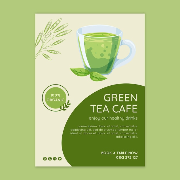 Matcha tea flyer template