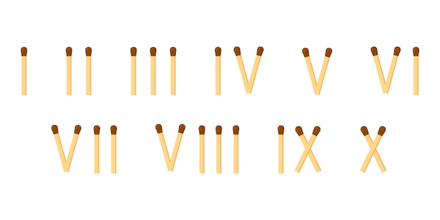 matches. roman numerals. mathematics