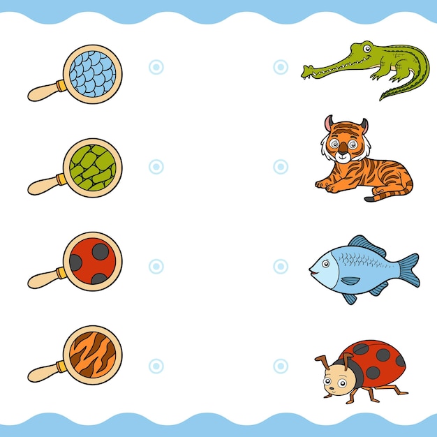 Matching game education game for children Find the right parts set of cartoon animals