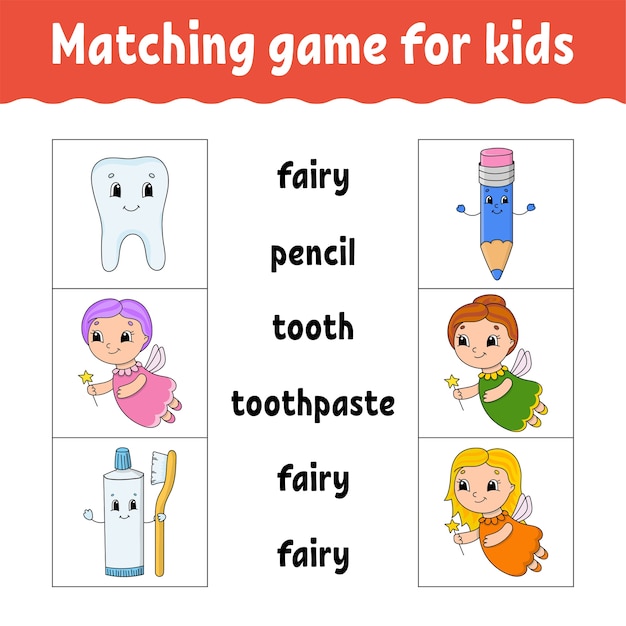 Matching game for kids. Find the correct answer. Draw a line.