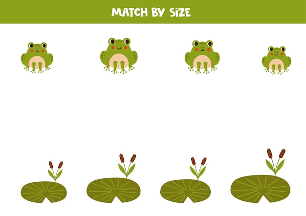 Matching game for preschool kids Match frogs and water lily by size