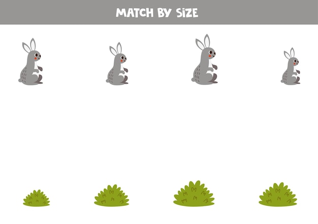 Matching game for preschool kids Match rabbits and bushes by size