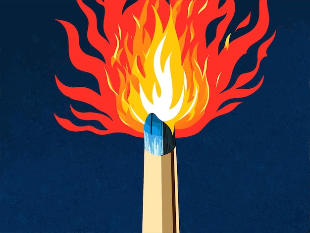 Vector a matchstick in flames vector illustration flat 2