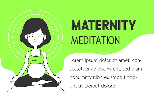 Maternity meditation simple and clean doodle vector illustration