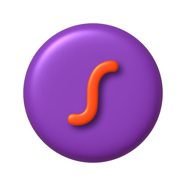 Math 3D icon Orange function sign on purple round button 3d realistic design element