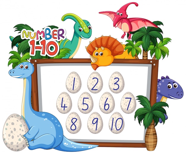 Math counting number dinosaur theme