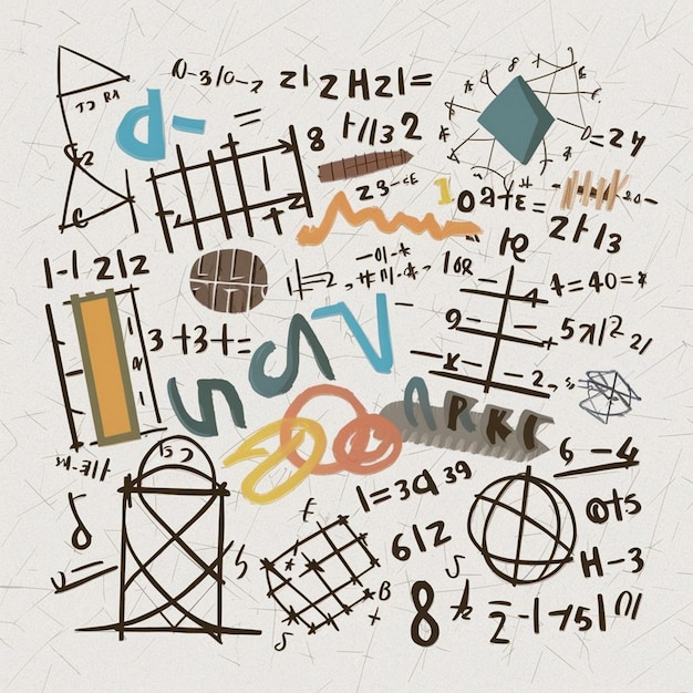 Vector math doodle showcasing equation vector