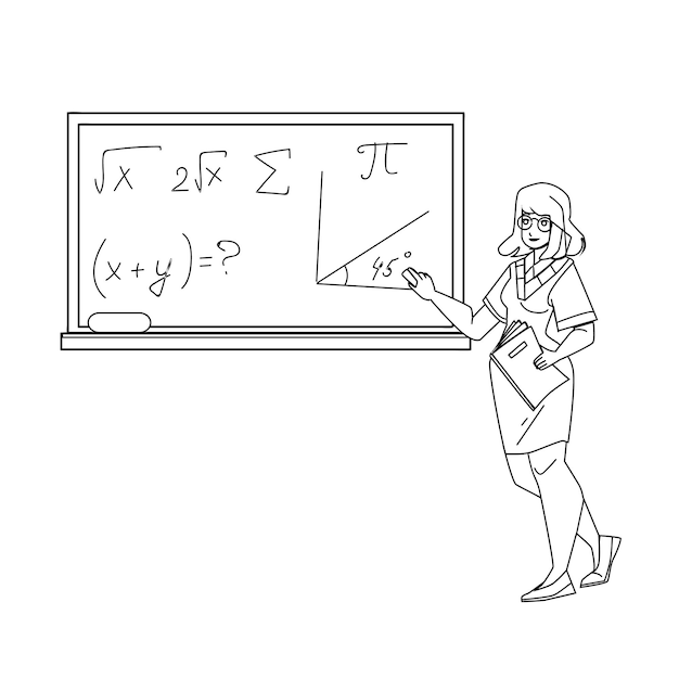 Math Education Lesson Teach Woman Teacher Vector