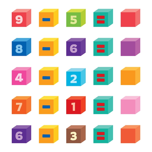 Math Exercise With Colorful Cubes