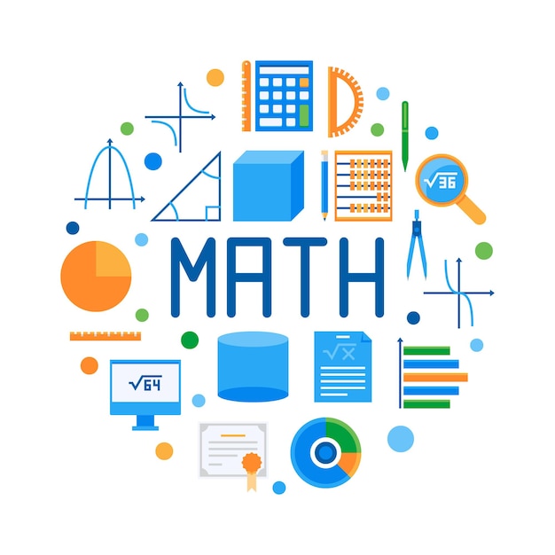 Math round flat vector modern illustration or symbol