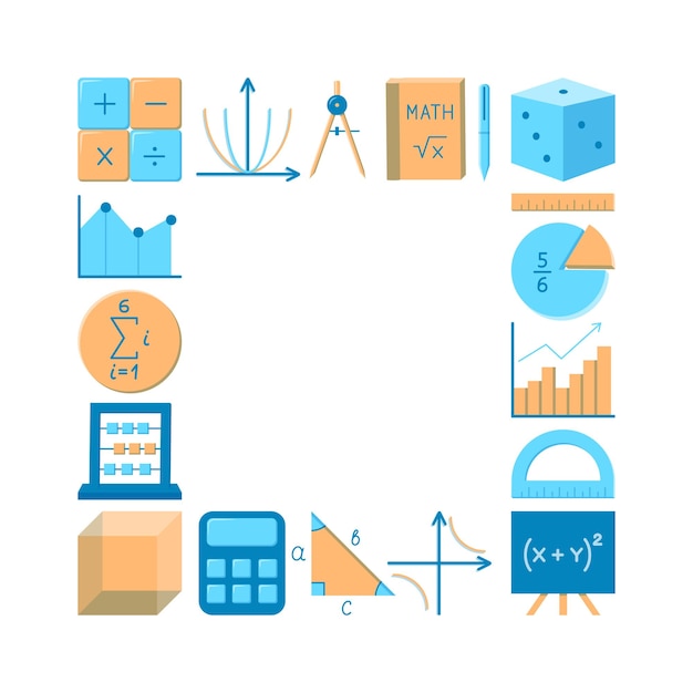 Math science symbols frame