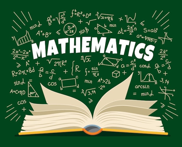 Vector math textbook symbol and formulas on school board