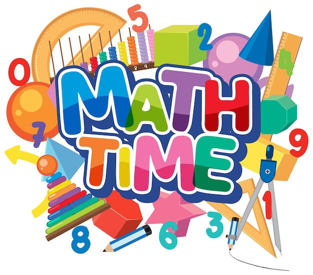 Vector math time text banner with math element