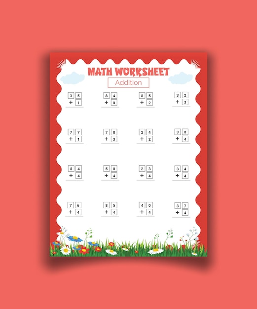 Math worksheet addition for kids