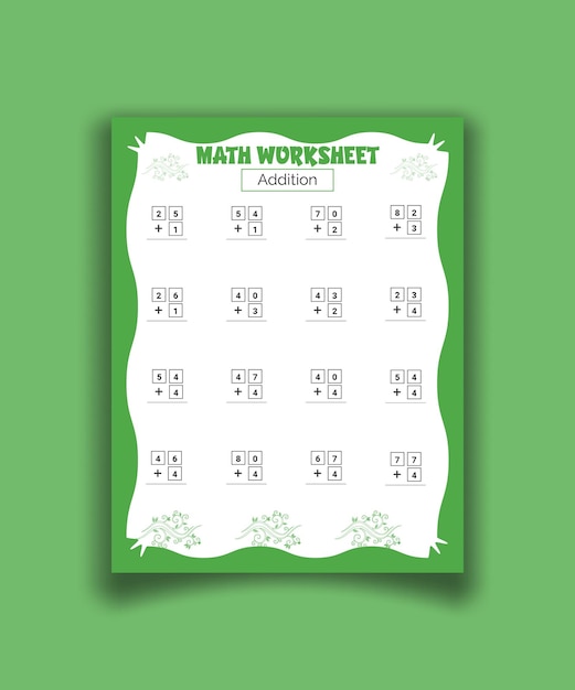 Math worksheet addition for kids