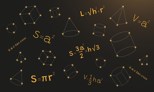 Mathematical background with formulas and geometric shapes