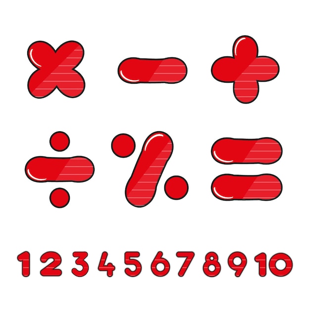 Mathematical signs numbers cartoon set