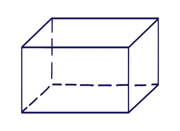 Mathematical vector illustration with geometrical cube figure handwritten graphic symbol drawing