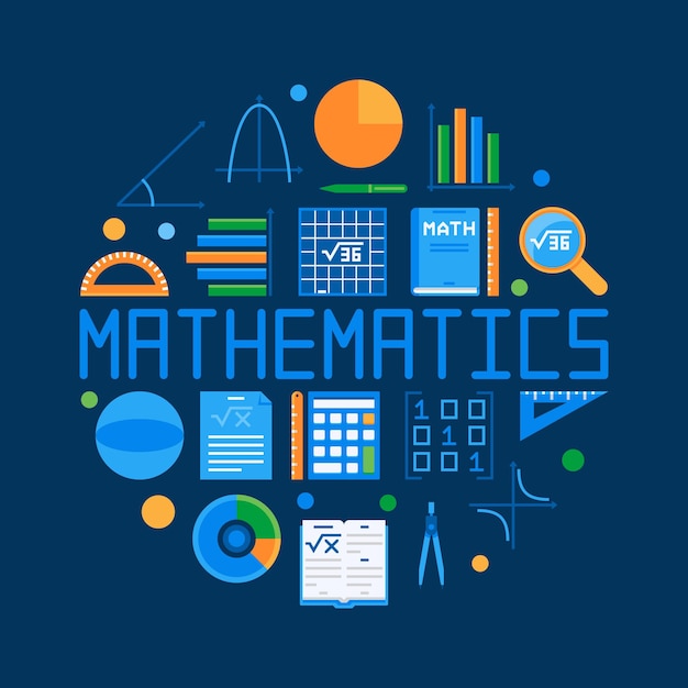 Mathematics circular flat illustration Vector math banner