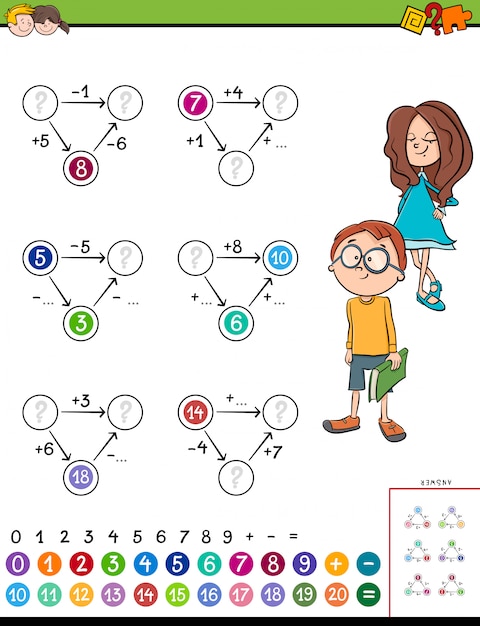 Maths calculation educational task for kids