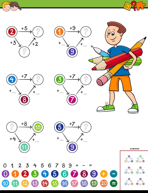 Maths calculation educational worksheet for children