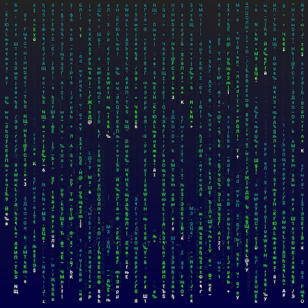 Matrix background with the green symbols, vector editable illustration.