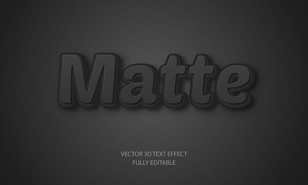 Matte black 3d text effect vector design