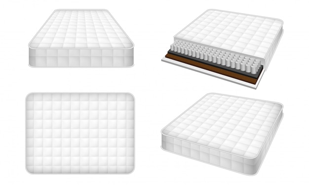 Mattress icon set, realistic style