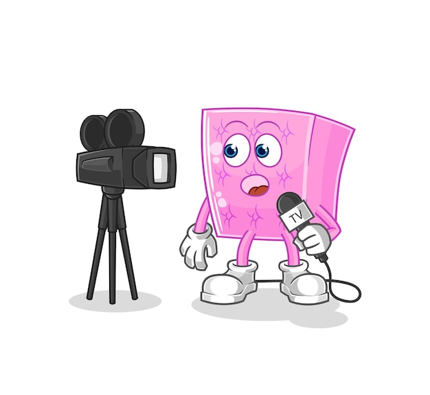 Mattress tv reporter cartoon cartoon mascot vector