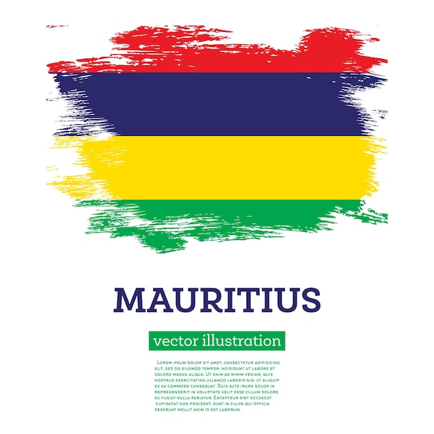 Mauritius Flag Isolated Realistic Wave Flag of Mauritius Country on Flagpole