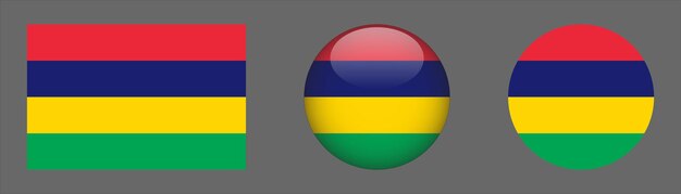 Mauritius Flag Set Collection Vector