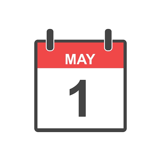 May 1 calendar icon Labour day Vector illustration in flat style