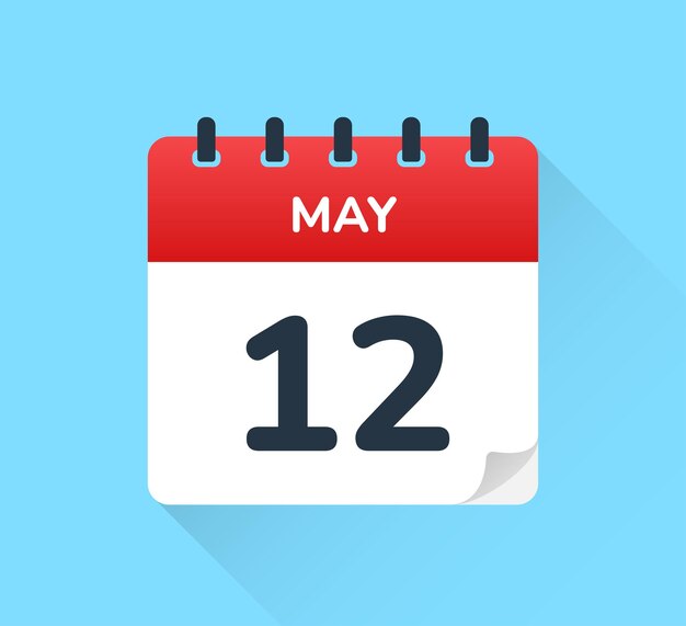 Vector may 12 date on flat design vector calendar