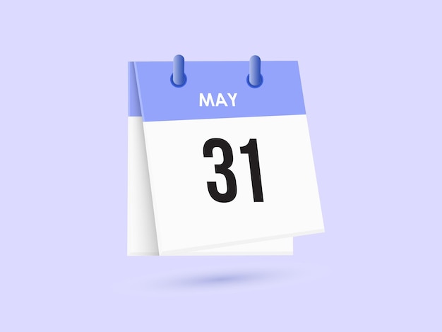 Vector may 31 calendar and time planner daily calendar icon reminder vector illustration