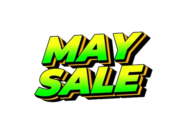 May sale Text effect in 3 dimensions style and eye catching colors