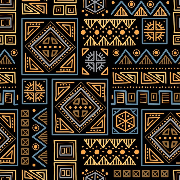 Mayan patchwork seamless pattern Bright multicolor background