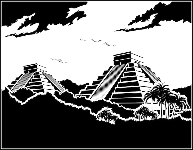 Mayan pyramids in the jungle