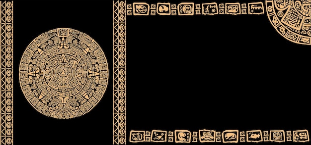 Vector mayan solar calendar signs and symbols of the peoples of ancient latin america