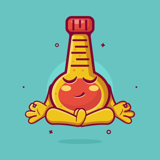 mayonnaise bottle character mascot with yoga meditation pose isolated cartoon in flat style design