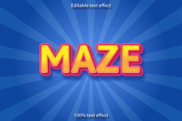 Maze editable text effect cartoon style