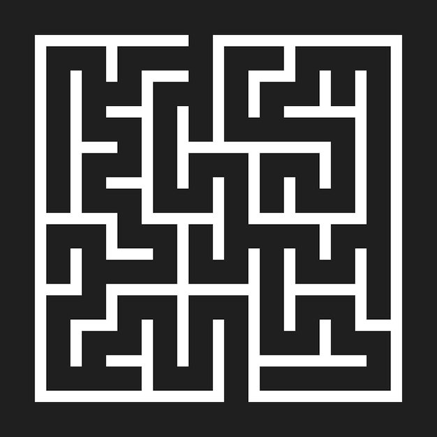 Maze game background labyrinth with entry and exit vector illustration