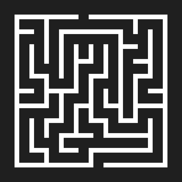 Maze game background labyrinth with entry and exit vector illustration