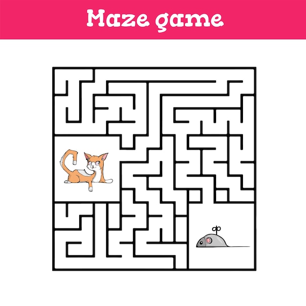 Maze game  for children Cute cartoon worksheet 